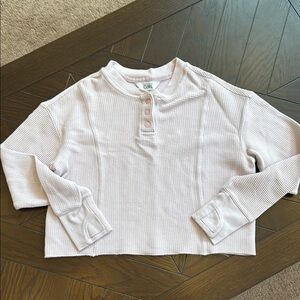 Athleta Girl Pink long sleeve waffle top crop top size large/12